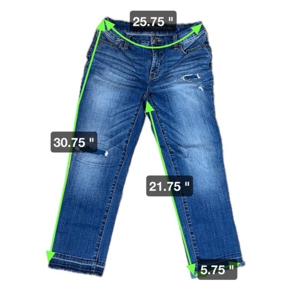 Chicos Jeans Womens Dark Wash Raw Hem So Slimming Girlfriend Slim Leg Crop - Picture 4 of 7